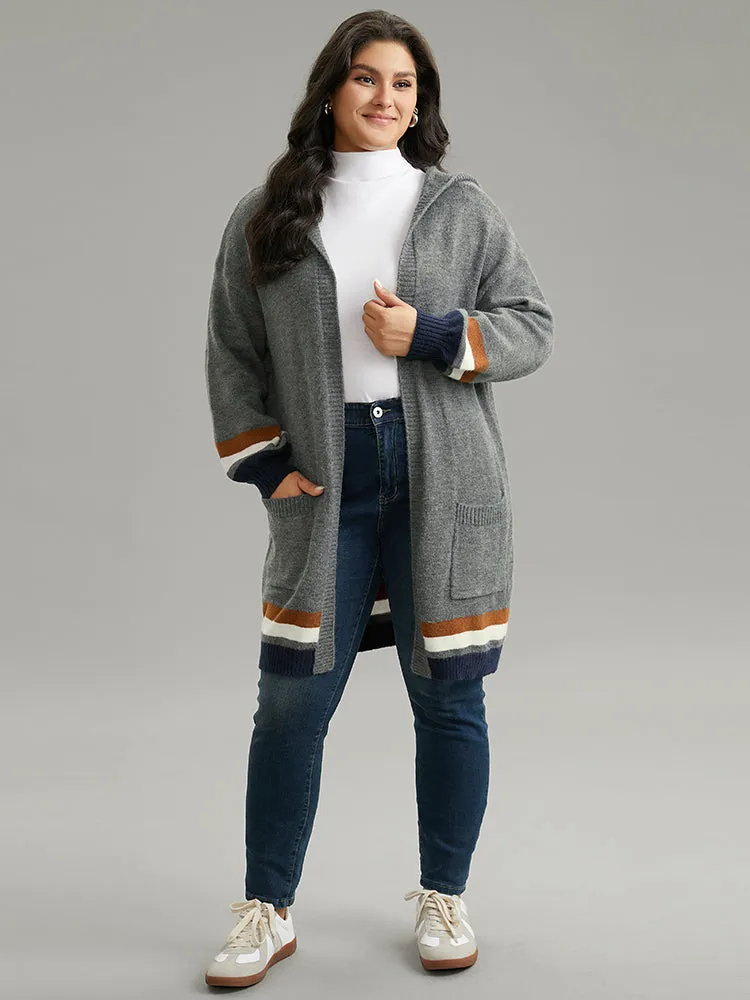 Supersoft Essentials Striped Contrast Pocket Hooded Cardigan sold by Bloomchic product image thumbnail 3