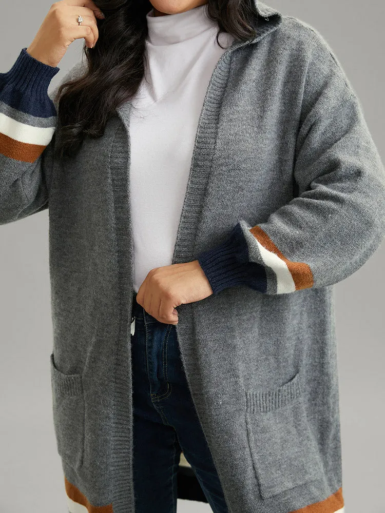 Supersoft Essentials Striped Contrast Pocket Hooded Cardigan sold by Bloomchic product image thumbnail 5