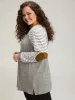 Striped Raglan Sleeve Patched Split Side T-shirt sold by Bloomchic
