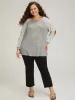 Striped Raglan Sleeve Patched Split Side T-shirt sold by Bloomchic