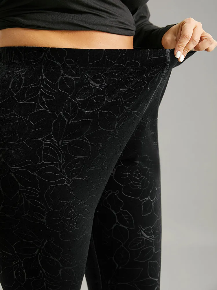 Velvet Silhouette Floral Print High Rise Leggings sold by Bloomchic product image thumbnail 4