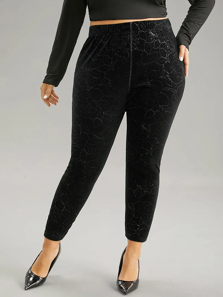 Velvet Silhouette Floral Print High Rise Leggings sold by Bloomchic
