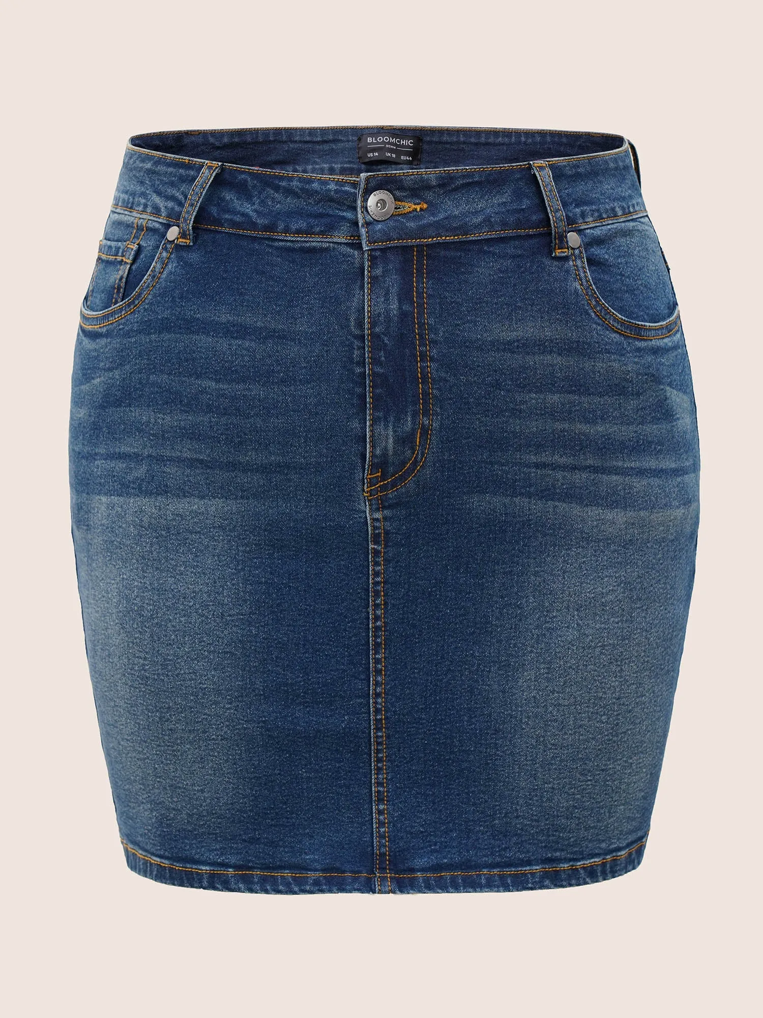 Vintage Dark Wash Button Up Bodycon Denim Skirt sold by Bloomchic product image thumbnail 5