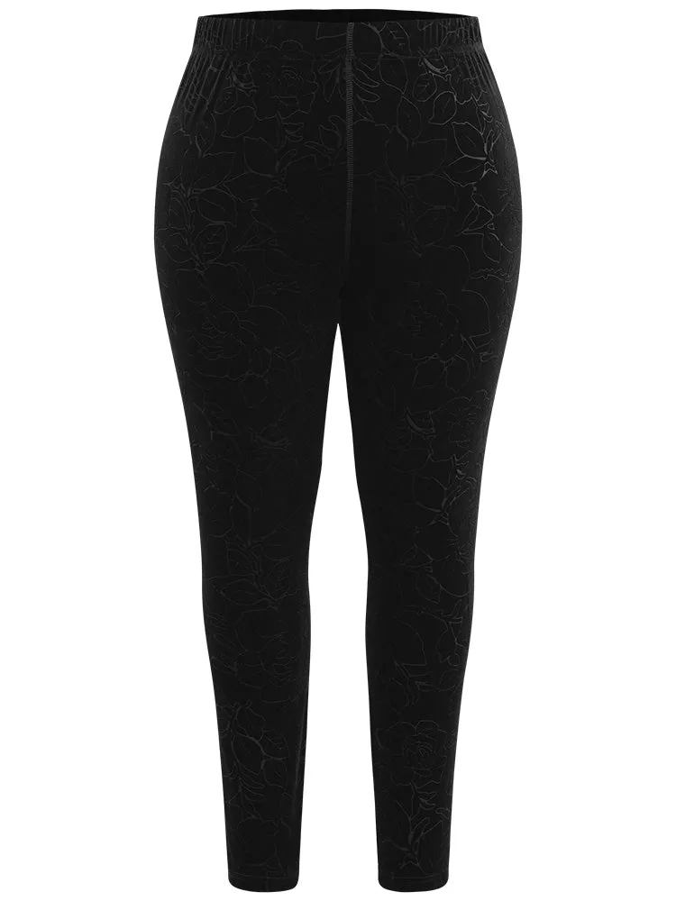 Velvet Silhouette Floral Print High Rise Leggings sold by Bloomchic product image thumbnail 5