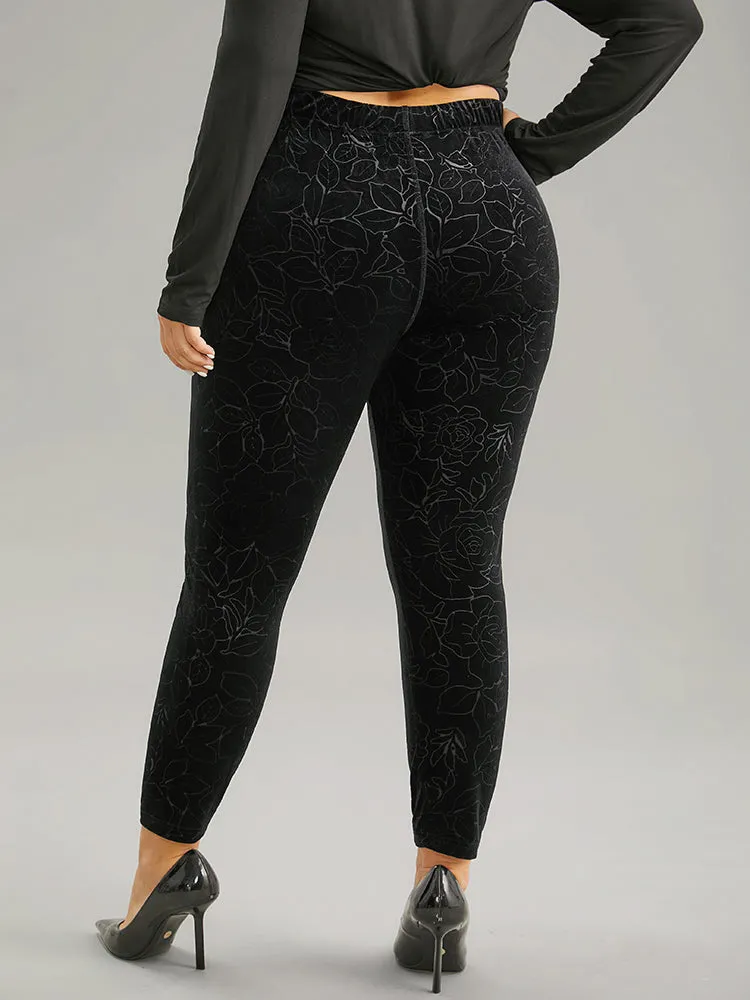 Velvet Silhouette Floral Print High Rise Leggings sold by Bloomchic product image thumbnail 2