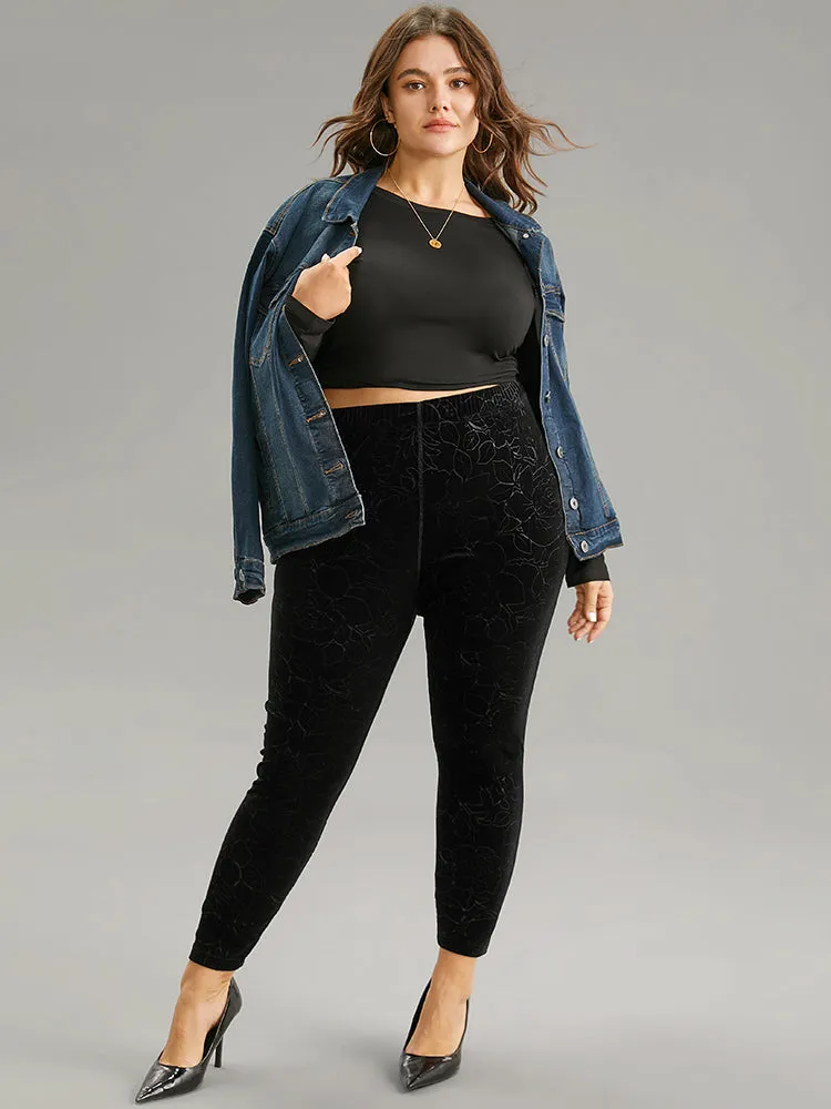 Velvet Silhouette Floral Print High Rise Leggings sold by Bloomchic product image thumbnail 3