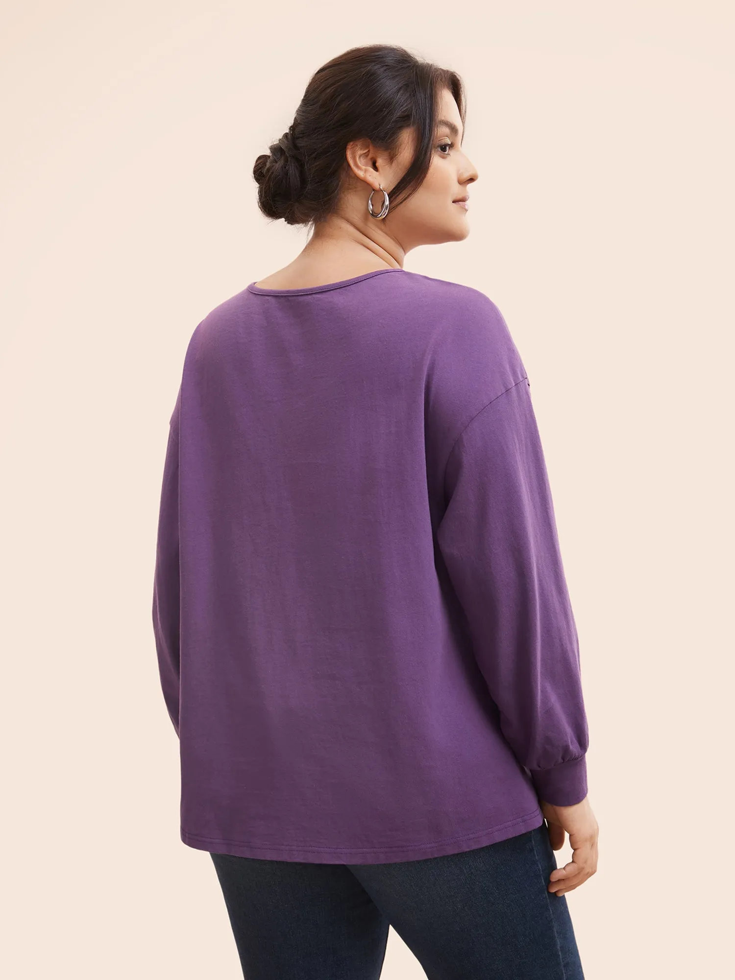 Vintage Button Up Drop Shoulder T-shirt sold by Bloomchic product image thumbnail 3