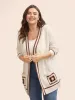 Crochet Floral Patch Pocket Drop Shoulder Cardigan sold by Bloomchic
