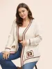 Crochet Floral Patch Pocket Drop Shoulder Cardigan sold by Bloomchic