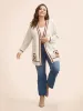 Crochet Floral Patch Pocket Drop Shoulder Cardigan sold by Bloomchic