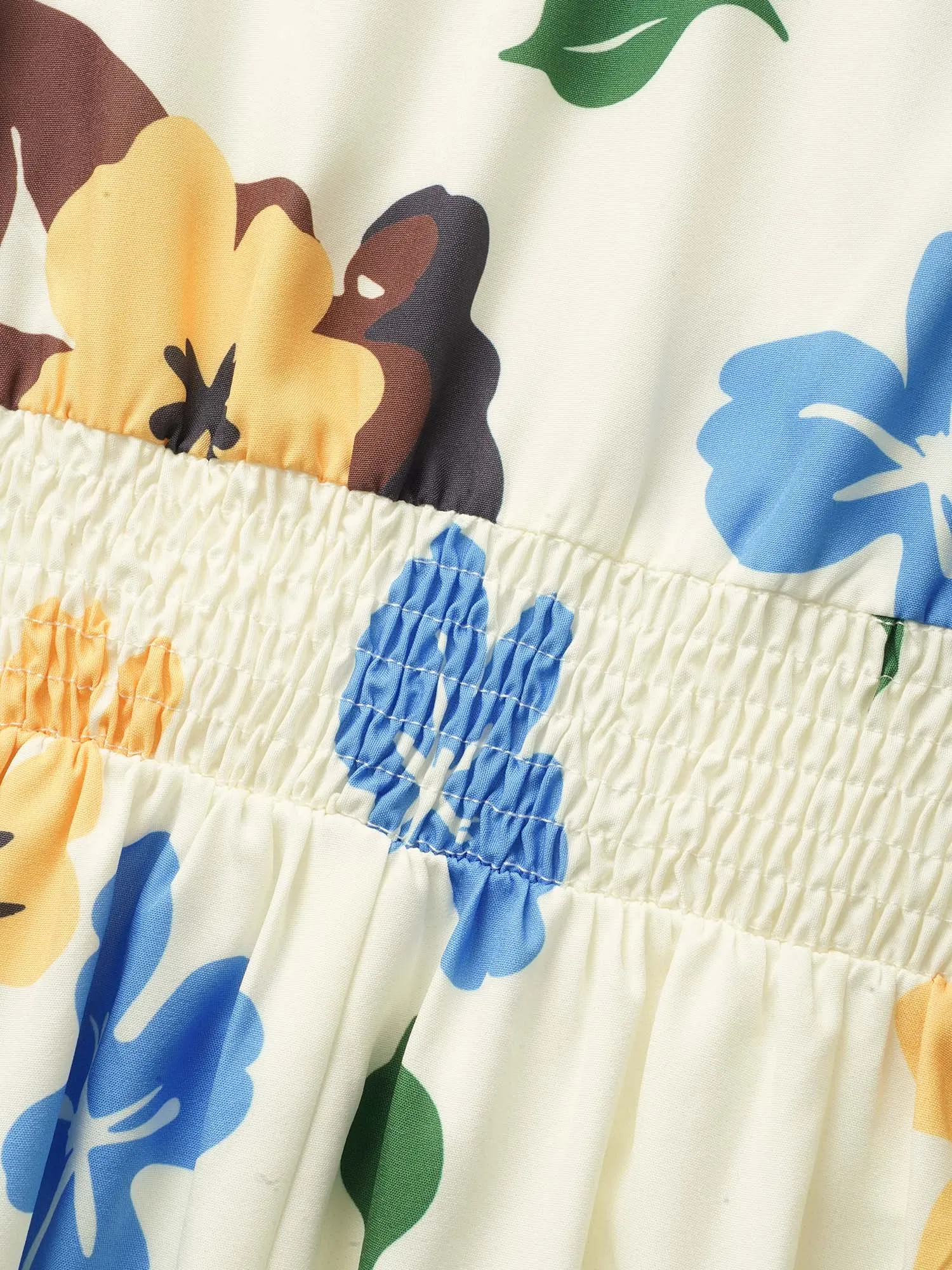 Floral Print Sleeveless Shirred Midi Dress sold by Bloomchic product image thumbnail 5