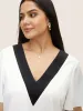 Contrast Trim Pleated Flutter Sleeve Blouse sold by Bloomchic