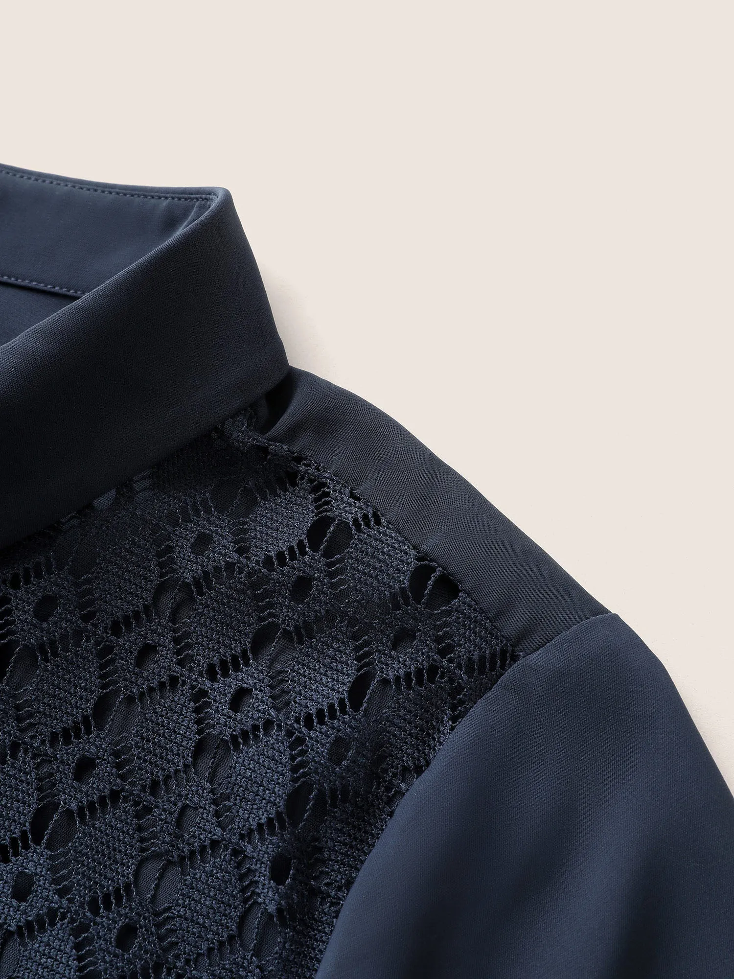 Plain Lace Patchwork Belted Cuffed Sleeve Dress sold by Bloomchic product image thumbnail 5