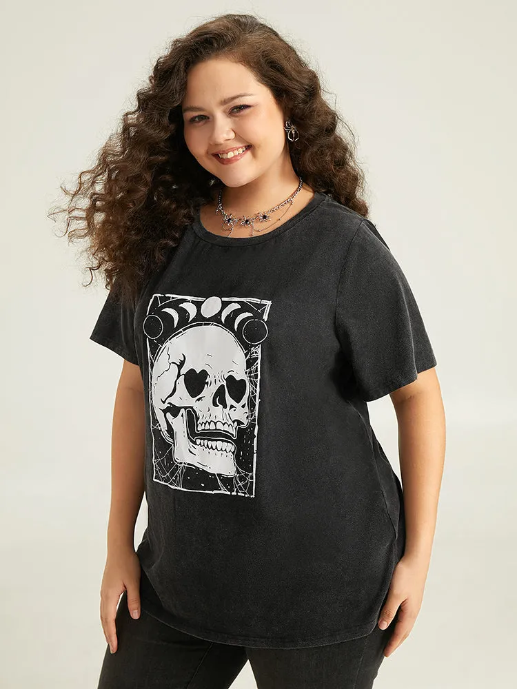 Halloween Skull & Moon Print T-shirt sold by Bloomchic product image thumbnail 3