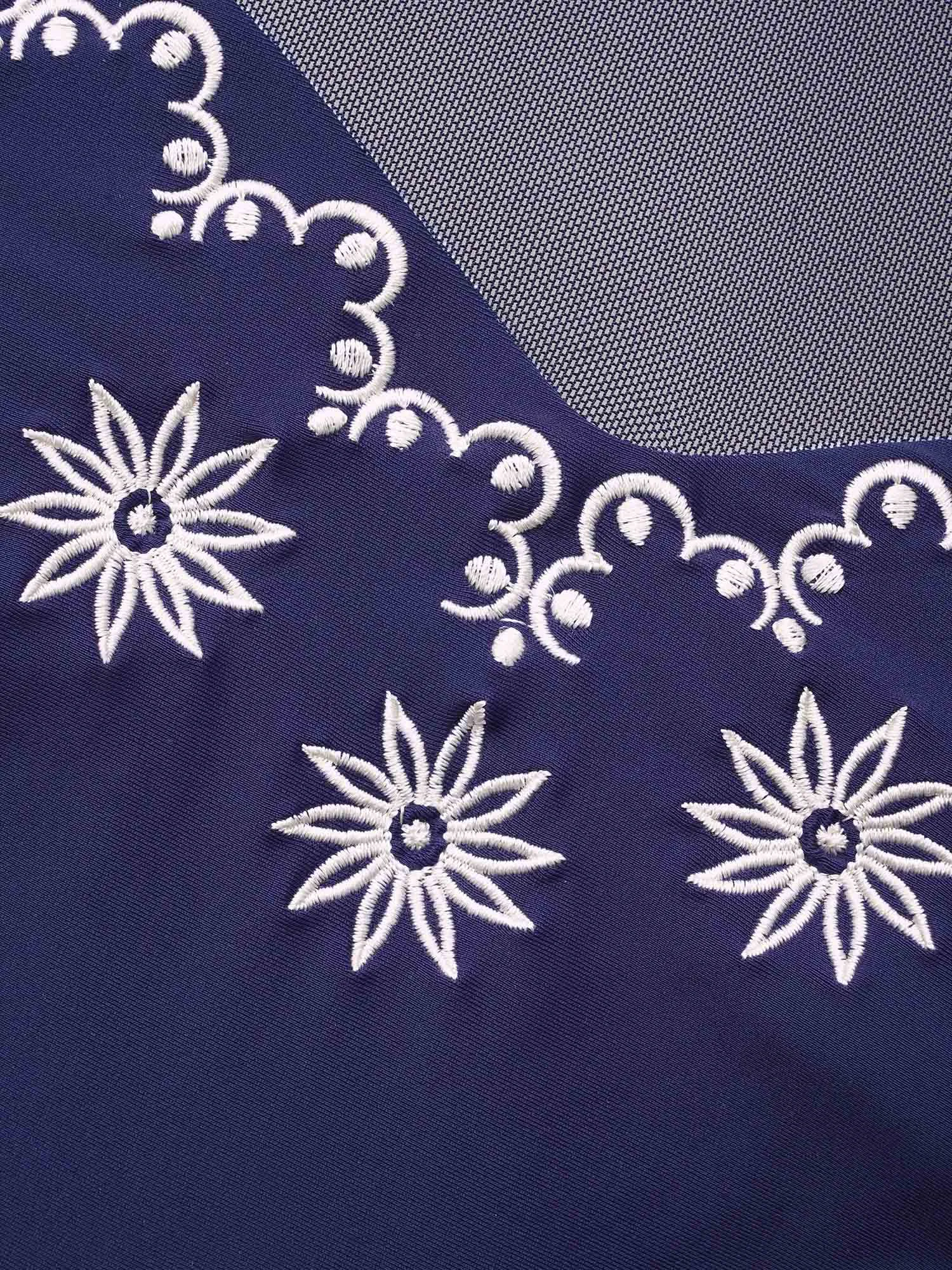 Floral Embroidered Mesh Patchwork Ruched One Piece Swimsuit sold by Bloomchic product image thumbnail 5