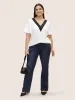 Contrast Trim Pleated Flutter Sleeve Blouse sold by Bloomchic