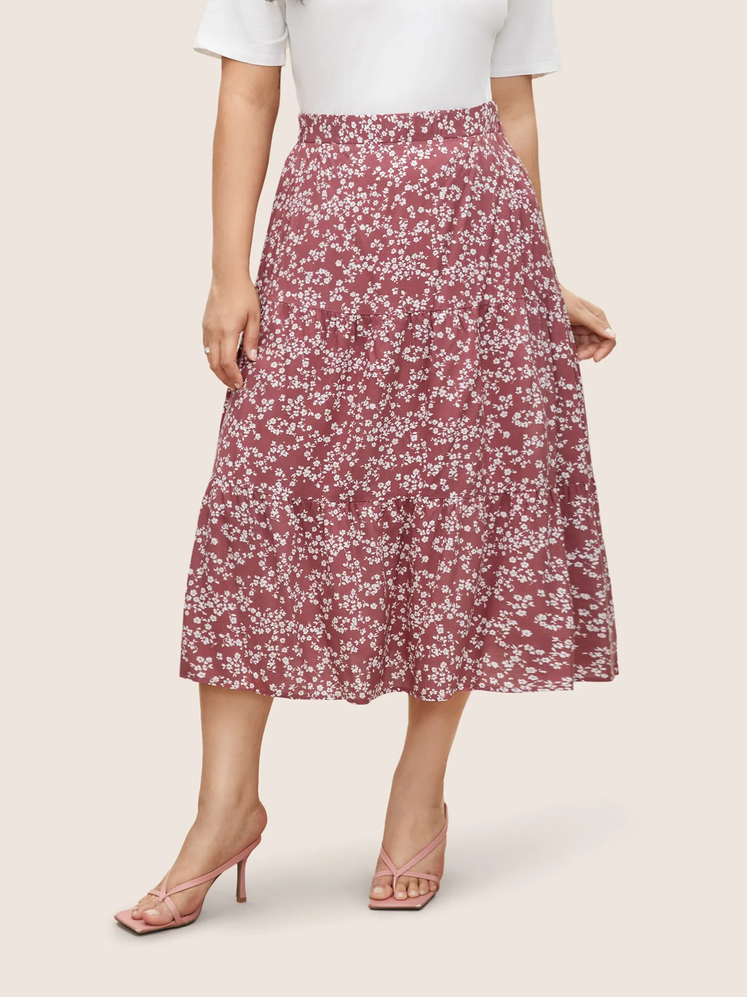 Ditsy Floral Elastic Waist Pocket Skirt sold by Bloomchic