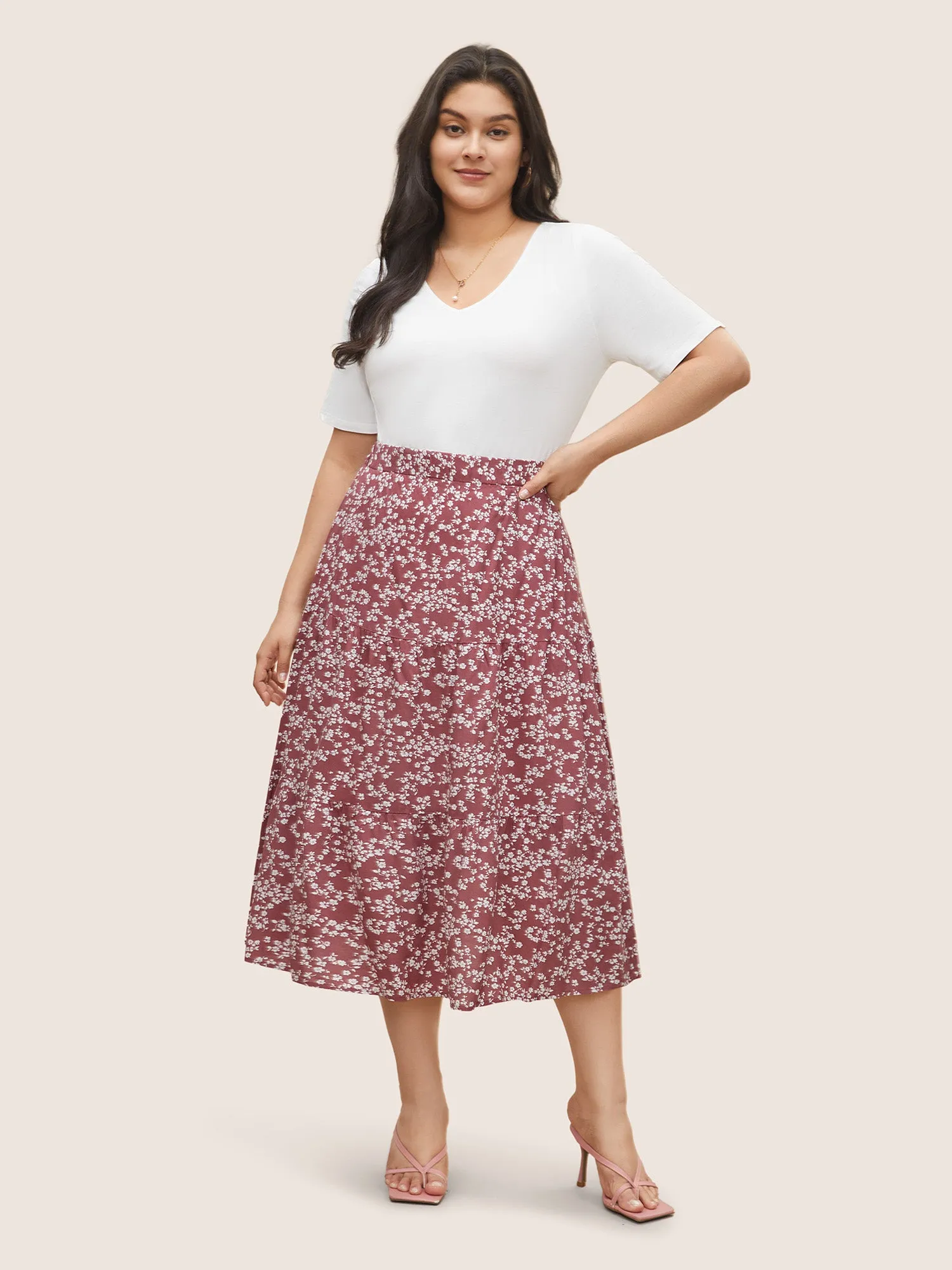 Ditsy Floral Elastic Waist Pocket Skirt sold by Bloomchic product image thumbnail 2