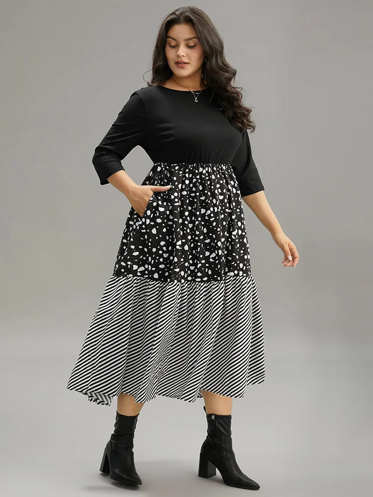 Colorblock Contrast Striped Layered Hem Dress sold by Bloomchic product image thumbnail 2