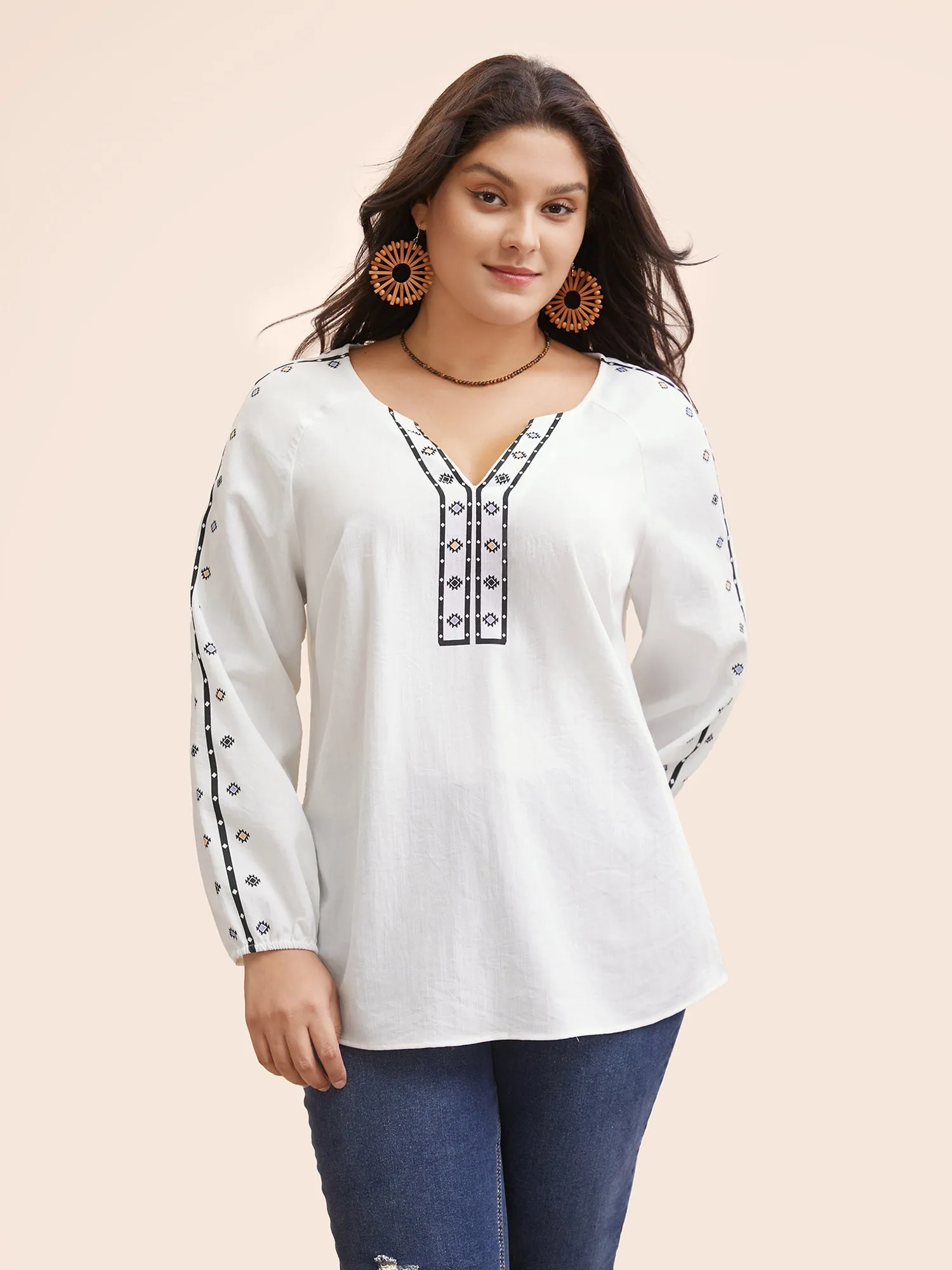 Bandana Notched Collar Slit Hem Blouse sold by Bloomchic product image thumbnail 5