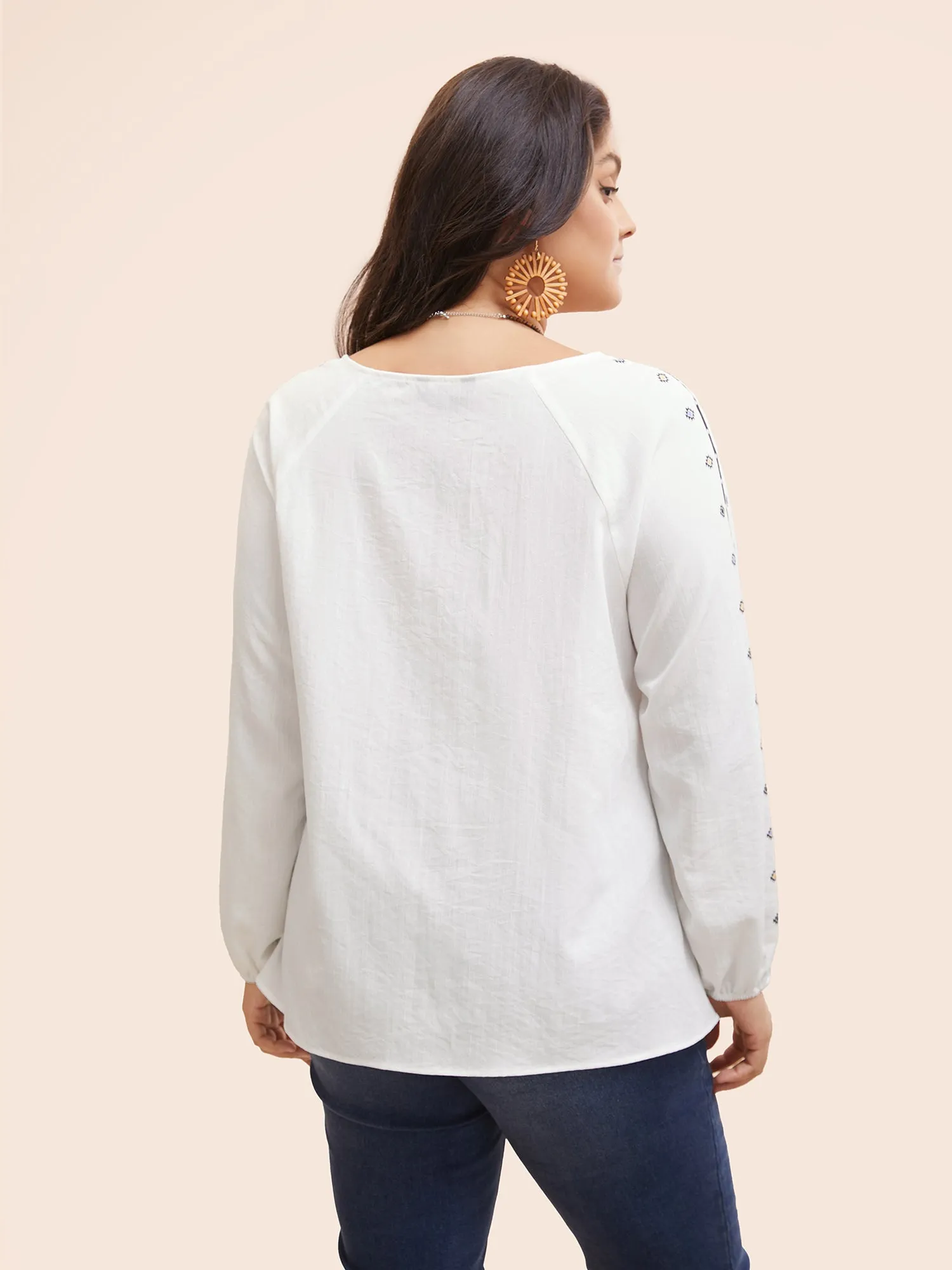 Bandana Notched Collar Slit Hem Blouse sold by Bloomchic product image thumbnail 3