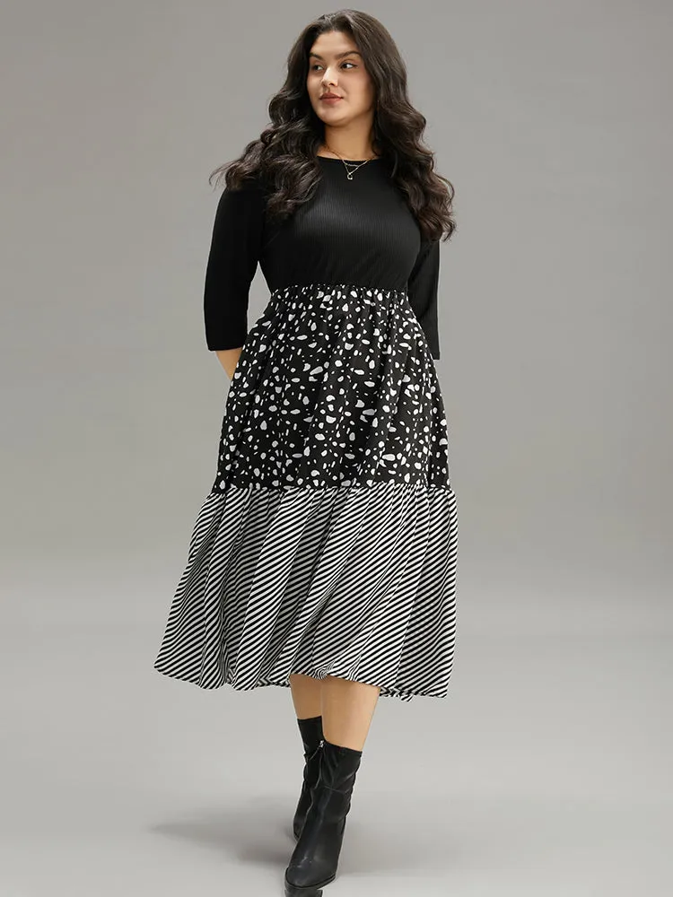 Colorblock Contrast Striped Layered Hem Dress sold by Bloomchic