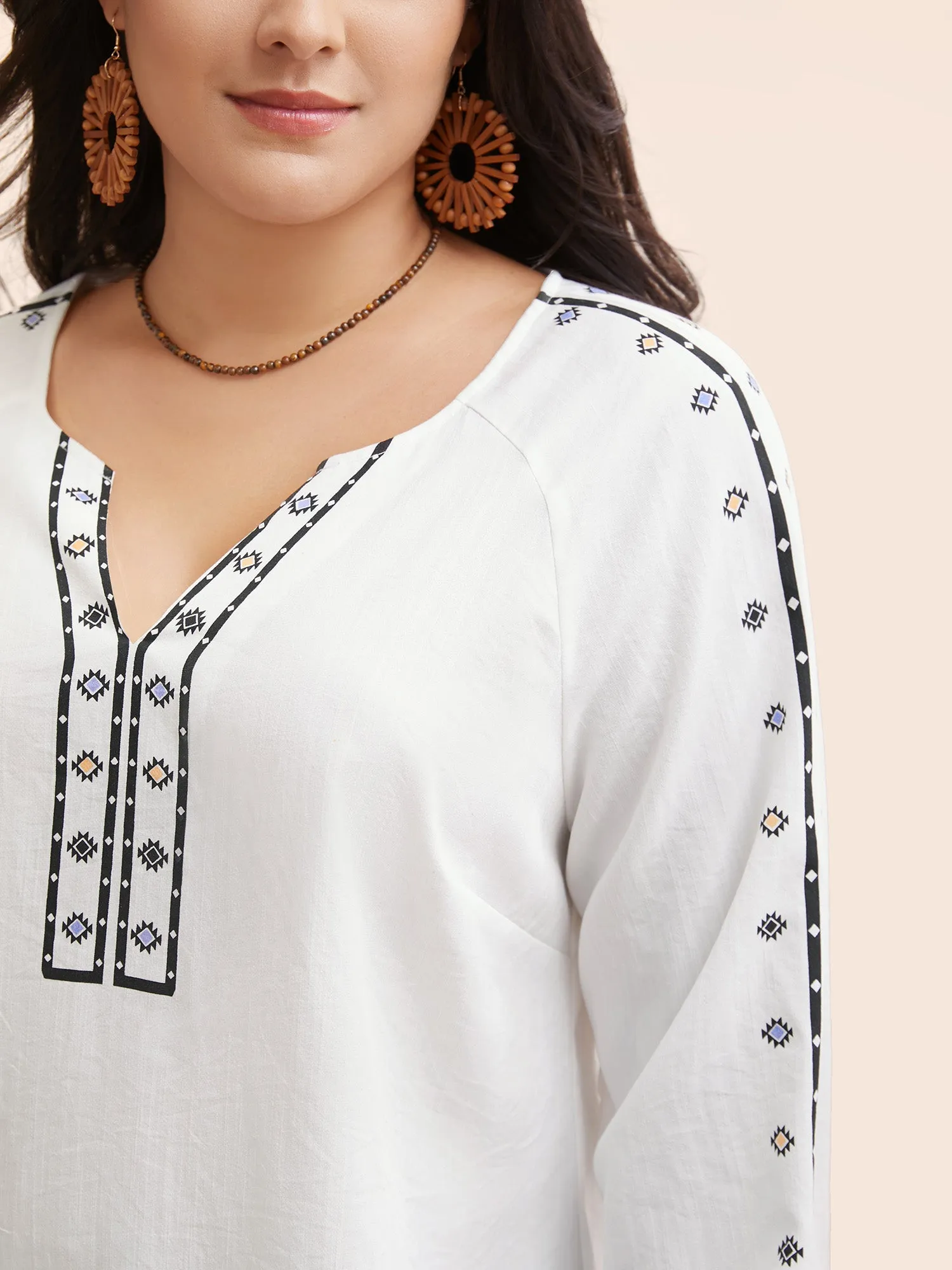 Bandana Notched Collar Slit Hem Blouse sold by Bloomchic product image thumbnail 4