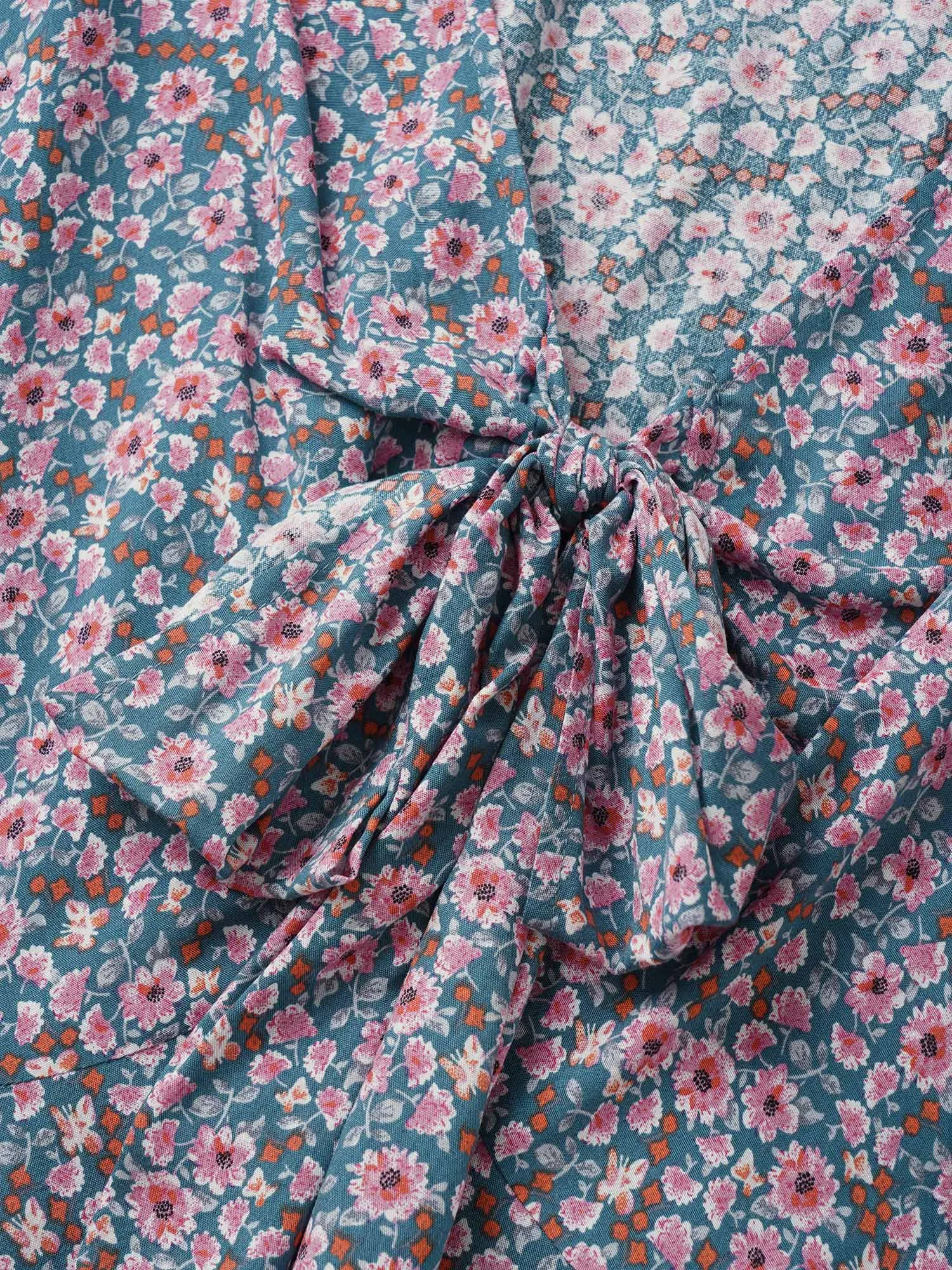 Rayon Ditsy Floral Tie Knot Gathered Blouse sold by Bloomchic product image thumbnail 5