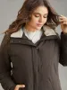 Contrast Pocket Fuzzy Detail Zipper Fly Coat sold by Bloomchic