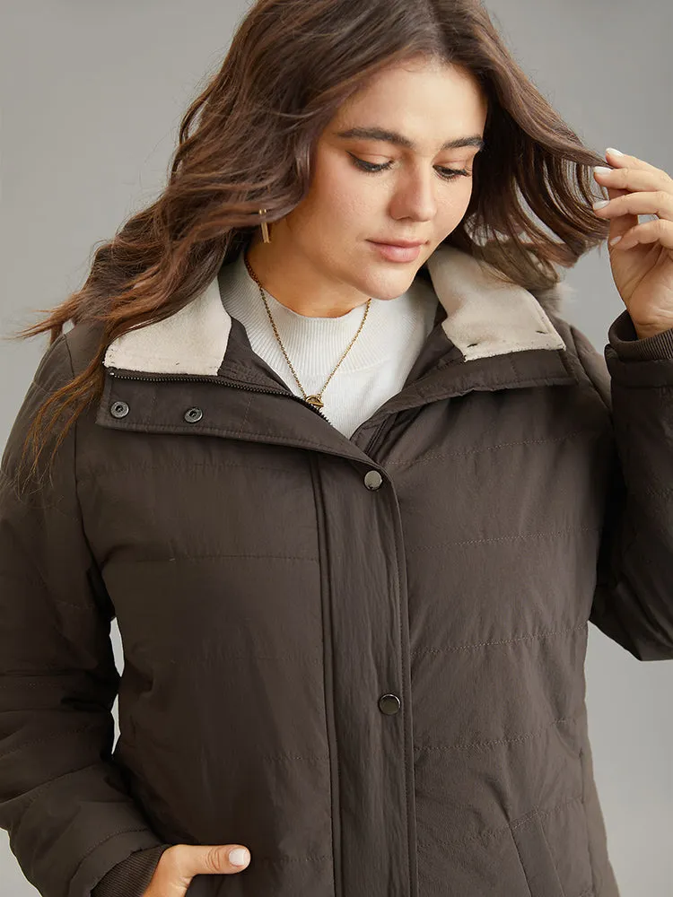 Contrast Pocket Fuzzy Detail Zipper Fly Coat sold by Bloomchic product image thumbnail 5