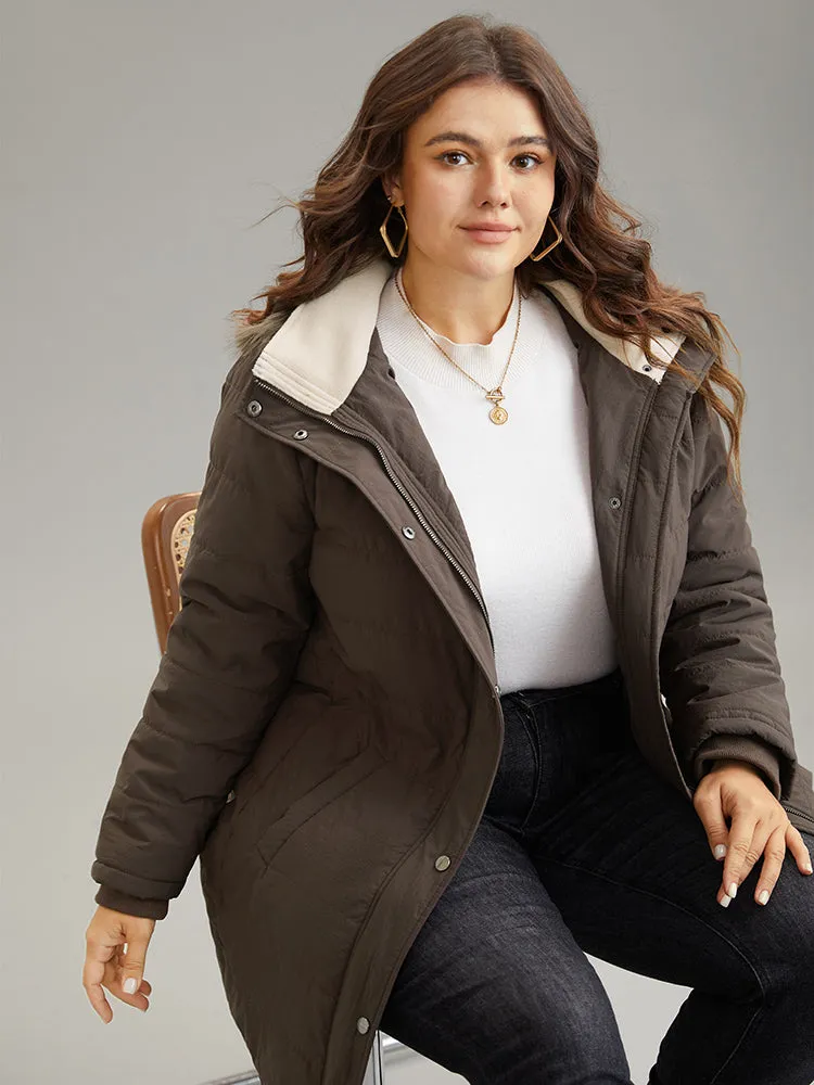 Contrast Pocket Fuzzy Detail Zipper Fly Coat sold by Bloomchic product image thumbnail 3