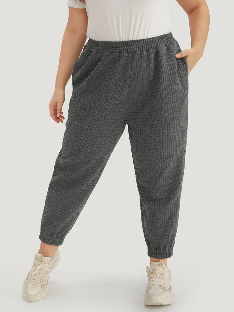 Plain Texture High Rise Sweatpant sold by Bloomchic