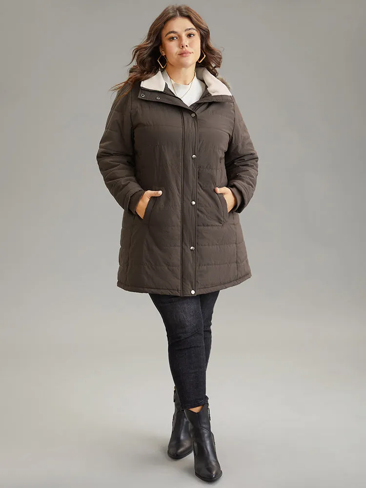Contrast Pocket Fuzzy Detail Zipper Fly Coat sold by Bloomchic product image thumbnail 4