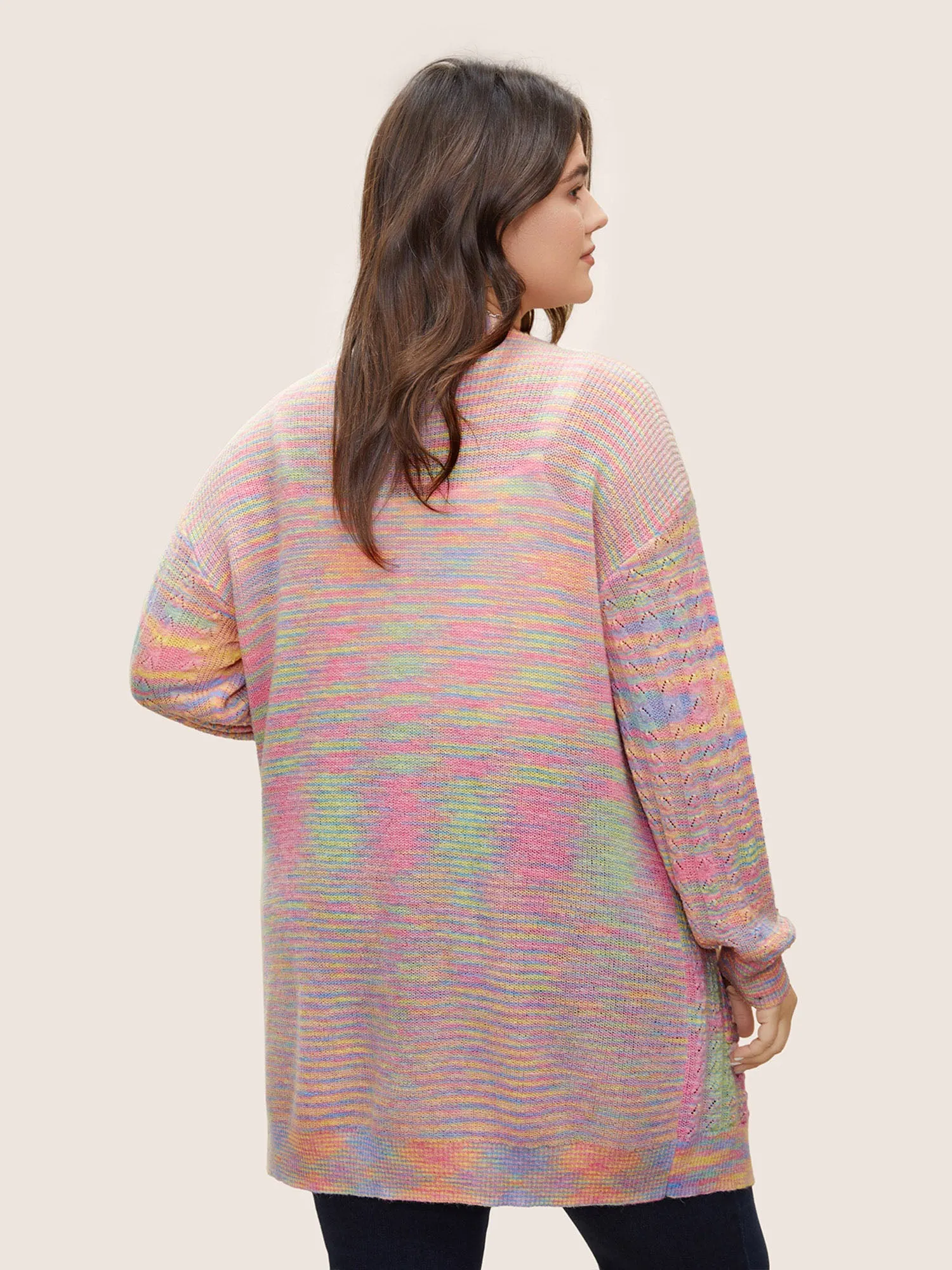 Ombre Heather Texture Cable Knit Pocket Cardigan sold by Bloomchic product image thumbnail 2