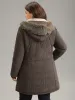 Contrast Pocket Fuzzy Detail Zipper Fly Coat sold by Bloomchic