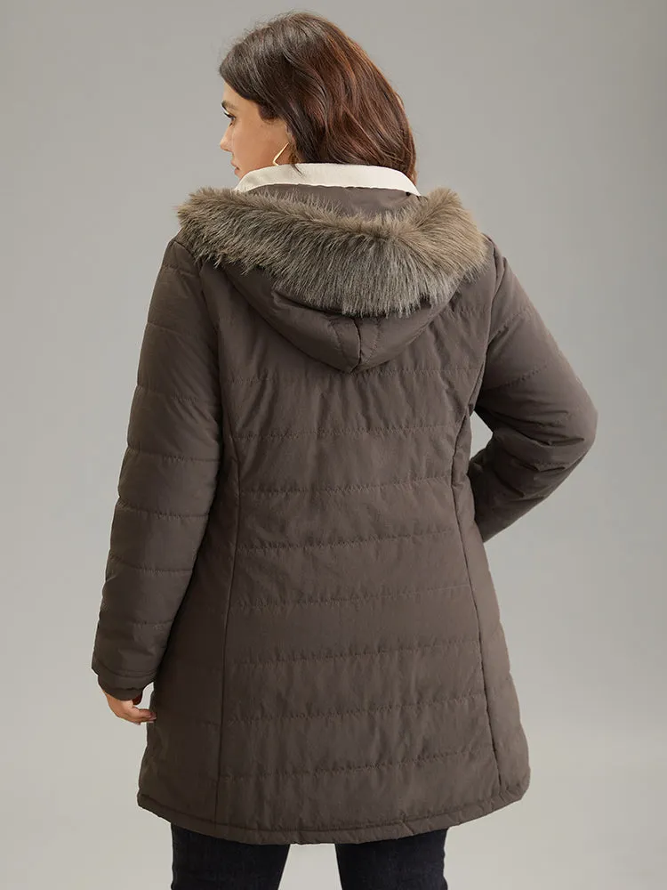 Contrast Pocket Fuzzy Detail Zipper Fly Coat sold by Bloomchic product image thumbnail 2