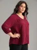 Plain Lace Patchwork Gathered Lantern Sleeve Blouse sold by Bloomchic