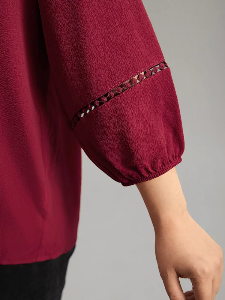 Plain Lace Patchwork Gathered Lantern Sleeve Blouse sold by Bloomchic product image thumbnail 5