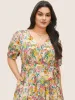 Floral Overlap Collar Belted Asymmetrical Hem Dress sold by Bloomchic