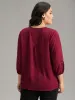 Plain Lace Patchwork Gathered Lantern Sleeve Blouse sold by Bloomchic