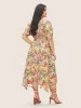 Floral Overlap Collar Belted Asymmetrical Hem Dress sold by Bloomchic