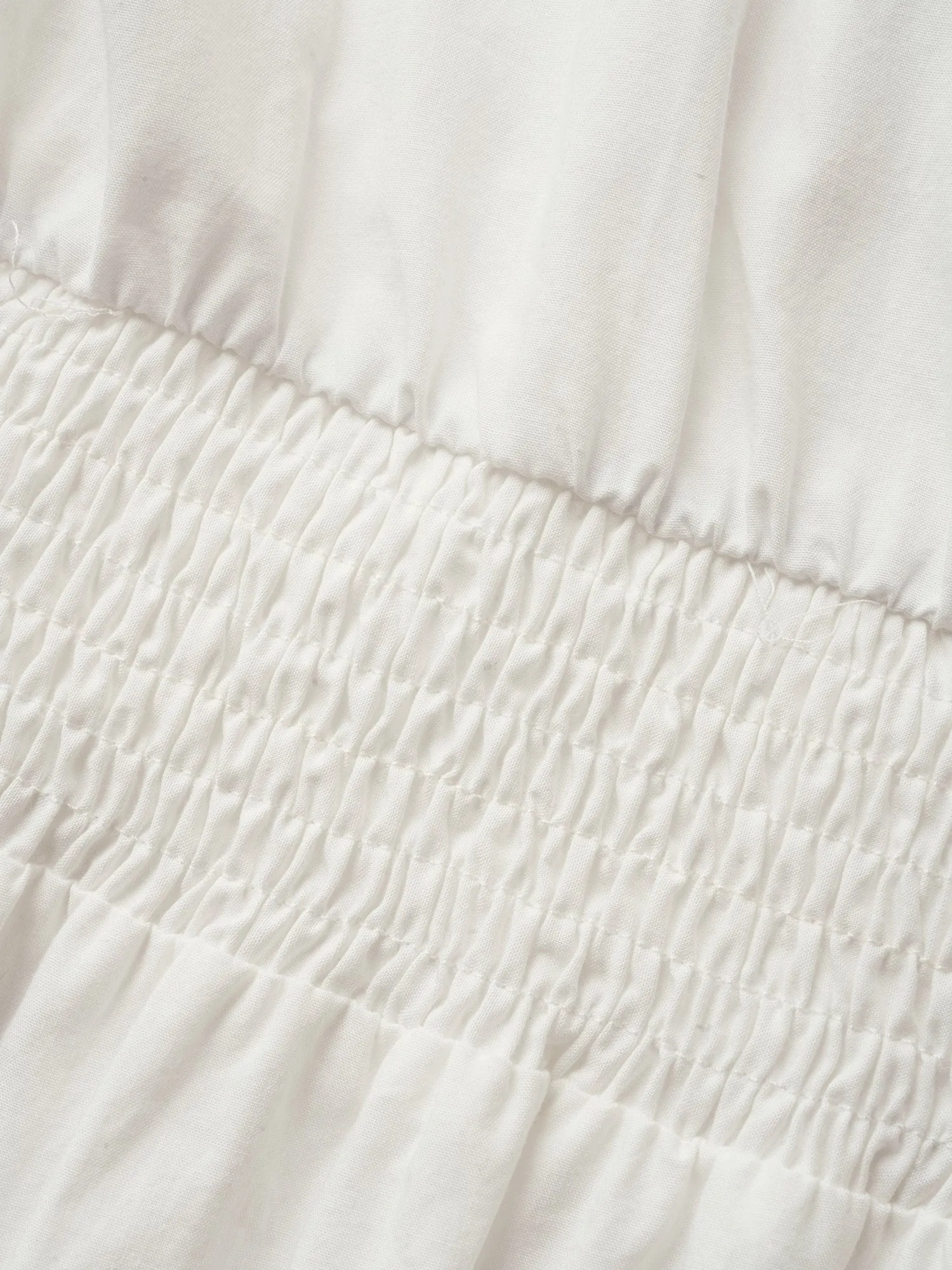 Heart Neckline Shirred Patchwork Lantern Sleeve Blouse sold by Bloomchic product image thumbnail 5