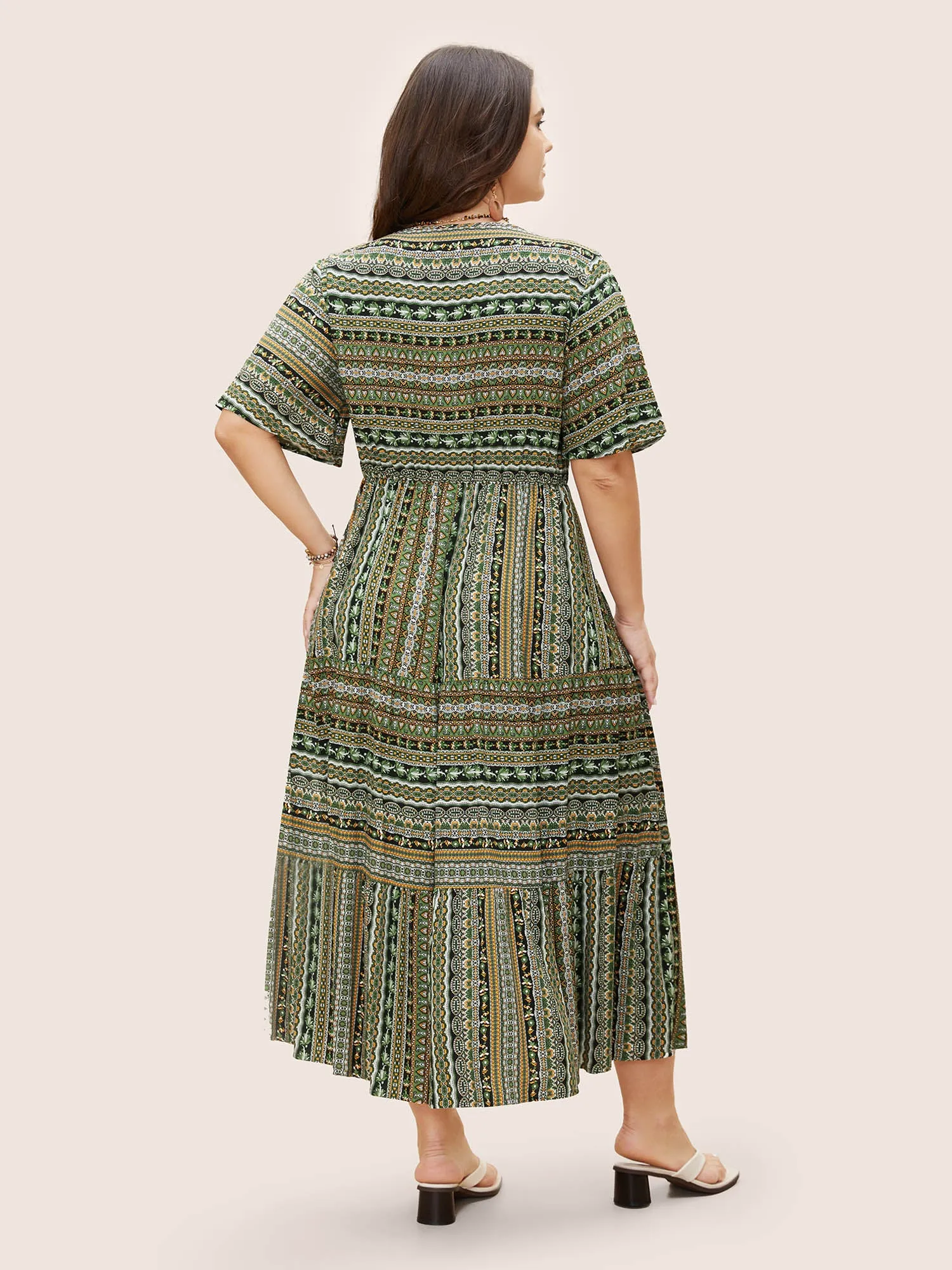 Rayon Bandana Print Ruffle Layered Hem Dress sold by Bloomchic product image thumbnail 3