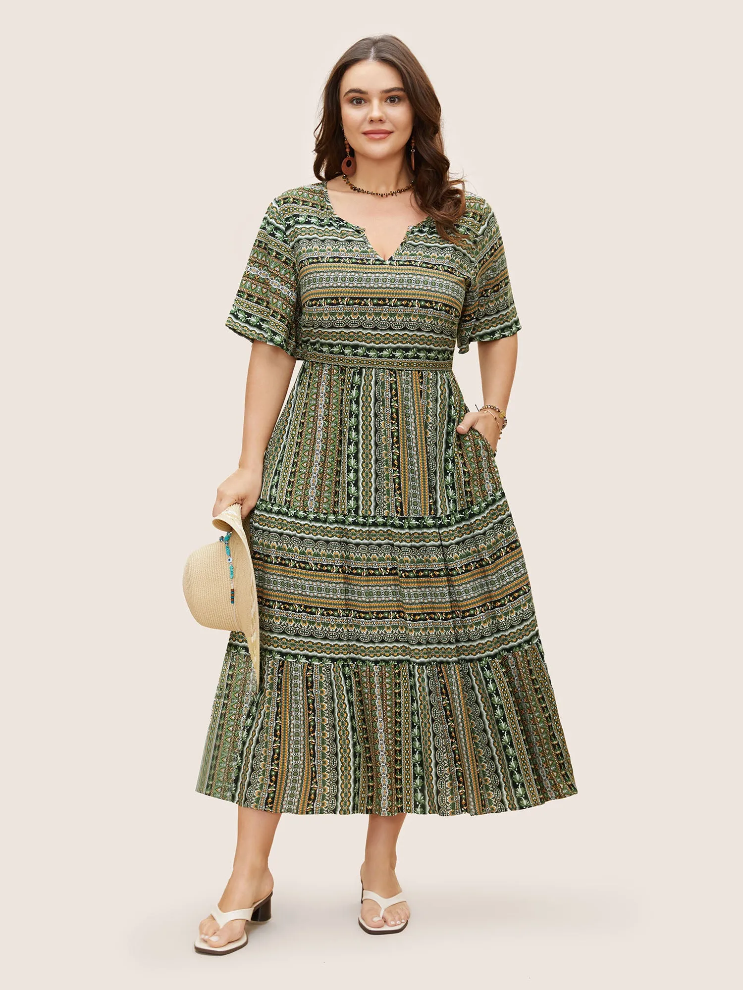 Rayon Bandana Print Ruffle Layered Hem Dress sold by Bloomchic product image thumbnail 2