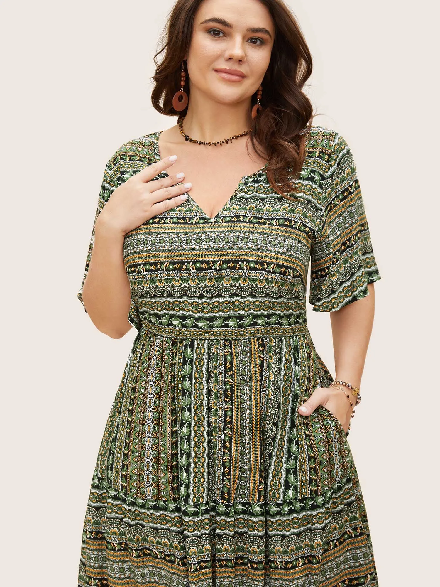 Rayon Bandana Print Ruffle Layered Hem Dress sold by Bloomchic product image thumbnail 4