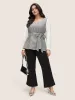 Notched Tweed Patchwork Belted Blouse sold by Bloomchic