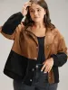 Two Tone Zipper Pocket Button Up Jacket sold by Bloomchic