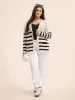 Texture Striped Patch Pocket Cardigan sold by Bloomchic