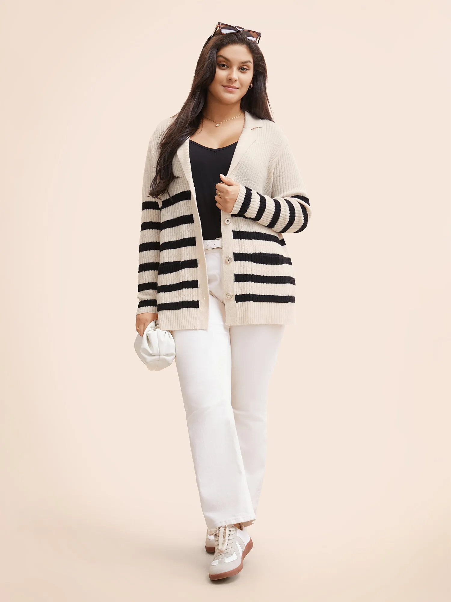 Texture Striped Patch Pocket Cardigan sold by Bloomchic product image thumbnail 4