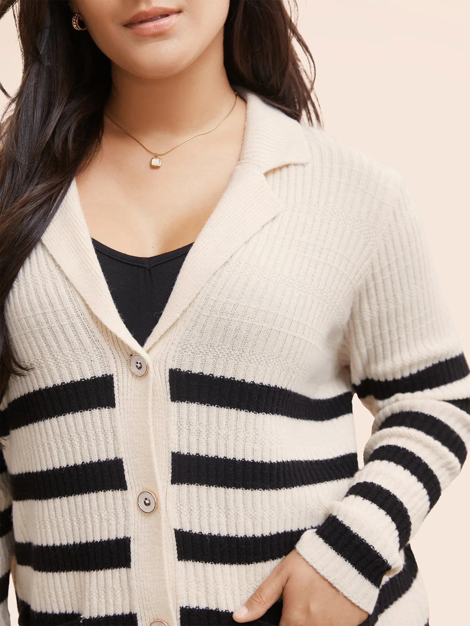 Texture Striped Patch Pocket Cardigan sold by Bloomchic product image thumbnail 5